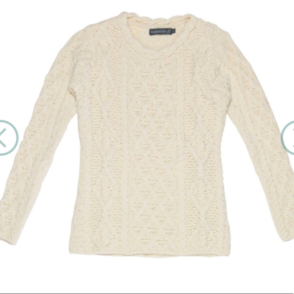 100% Wool Cream Crew Neck Knit Sweater